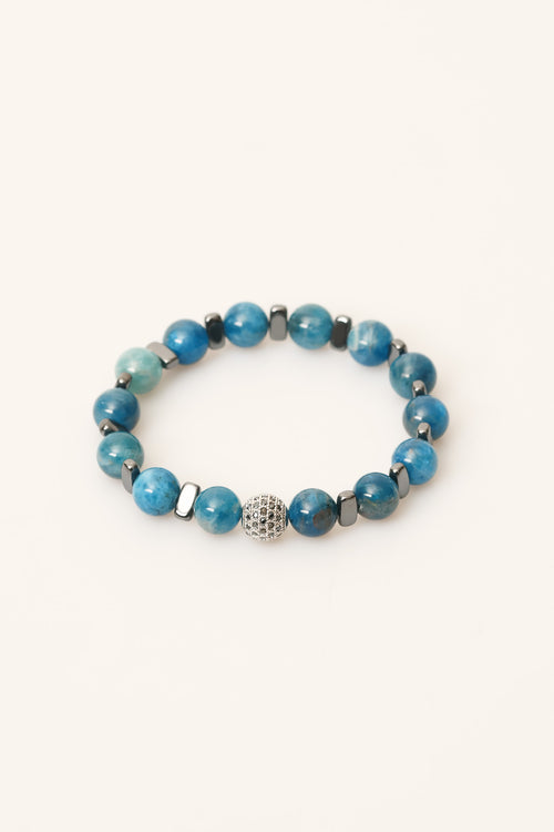 Apatit - Hematit 10 mm Doğal Taş Zirkon Aparatlı Bileklik