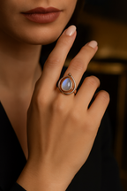 Moonstone Natural Stone 925 Sterling Silver Adjustable Ring