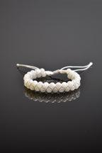 Moonstone Natural Stone Double Row Macrame Bracelet 6 mm