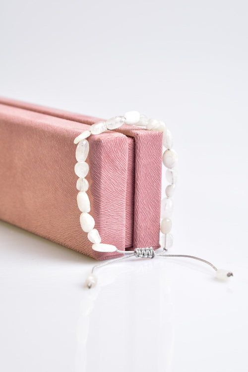 Ay Taşı Doğal Taş Makrome Bileklik