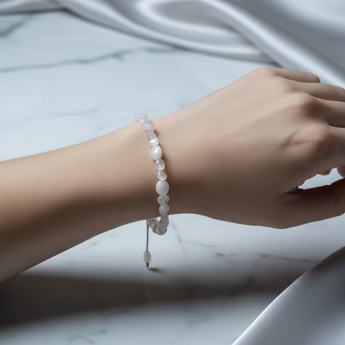 Ay Taşı Doğal Taş Makrome Bileklik