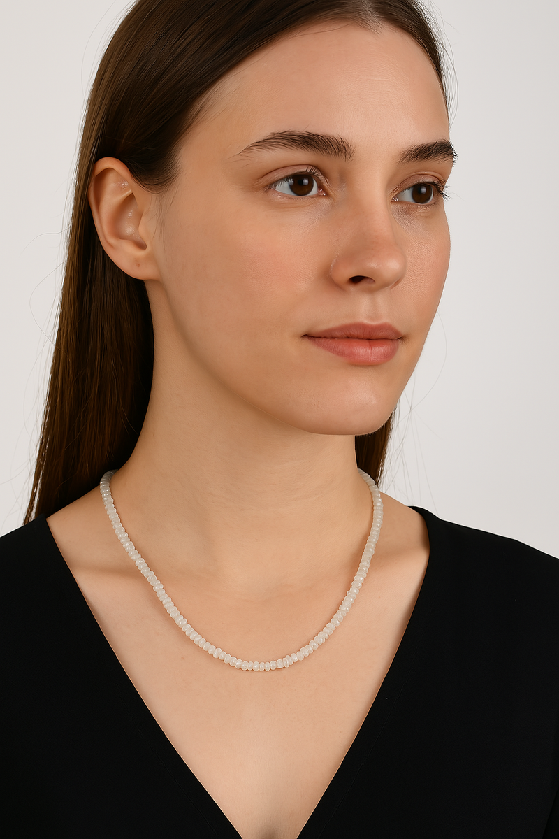 Ay taşı Doğaltaş 4mm Kolye - Görsel 2 - Safnaturel