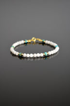 Ay Taşı - Turkuaz Firuze  Doğal Taş Gümüş Kapama Bileklik