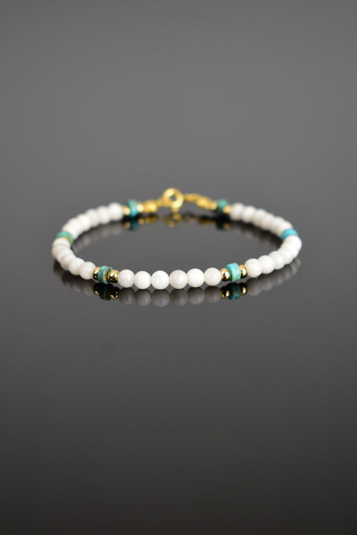 Ay Taşı - Turkuaz Firuze  Doğal Taş Gümüş Kapama Bileklik