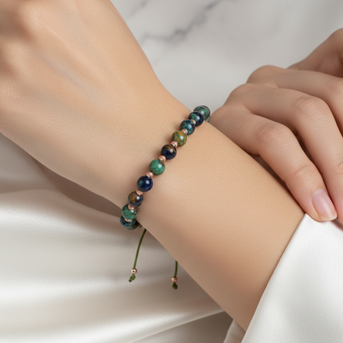 Azurit Doğal Taş Makrome Bileklik