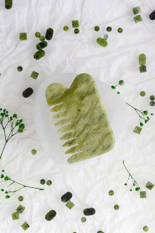 Yeşim Taşı Doğal Taş Gua Sha Tarak