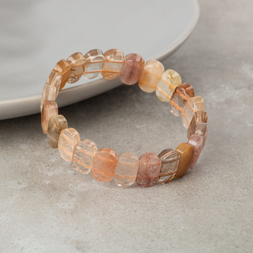 Altın Rutilli Kuvars Doğal Taş Geniş Kesim Bileklik