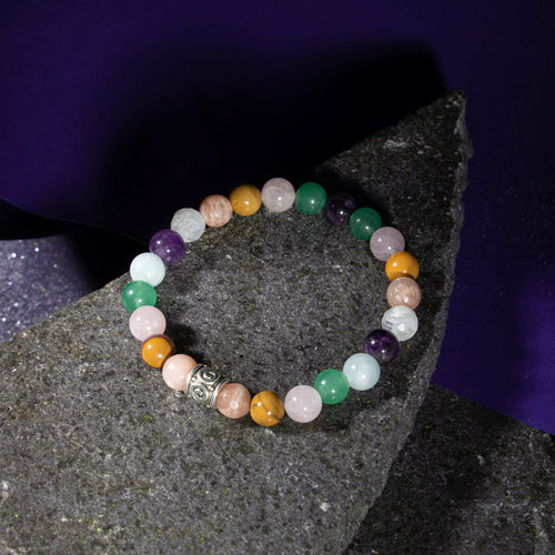 Koç Burcu Bileklik Akuamarin, Ametist, Ay Taşı, Güneş Taşı, Jasper, Pembe Kuvars, Yeşil Aventurin