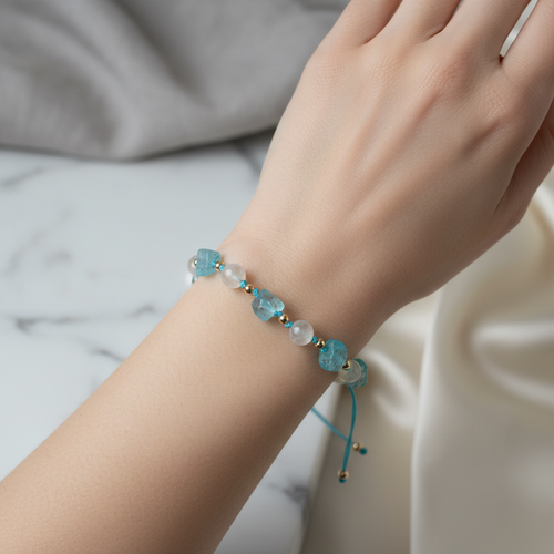 Apatit, Sitrin Naturel Doğal Taş Makrome Bileklik