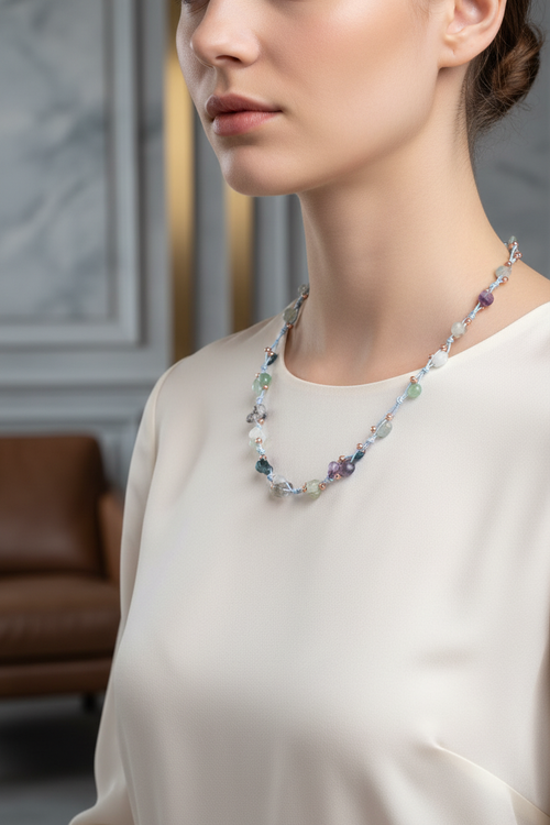 Balık Burcu Doğal Taş Makrome Kolye