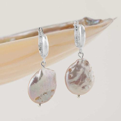 Barok İnci Gümüş Doğal Taş Küpe