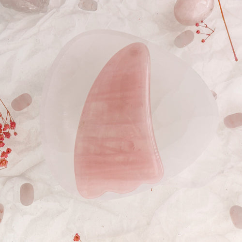 Pembe Kuvars Taşı Gua Sha Yüz Masaj Taşı Kaz Ayaklı
