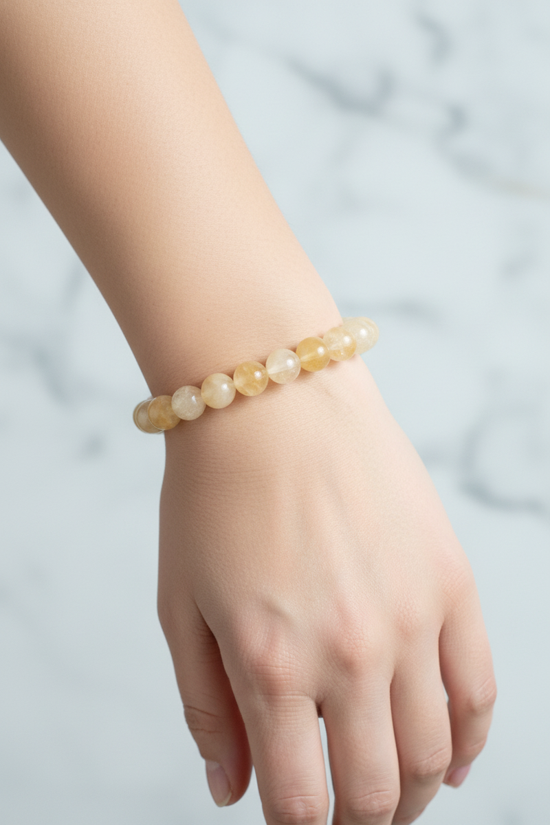 Sitrin Doğal Taş Bileklik – 10 mm Misinalı, Unisex Tasarım - Görsel 1 - Safnaturel