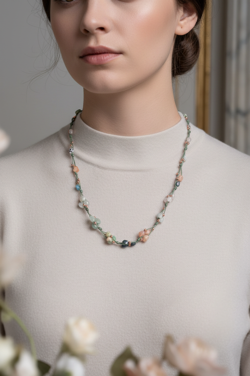 Boğa Burcu Doğal Taş Makrome Kolye