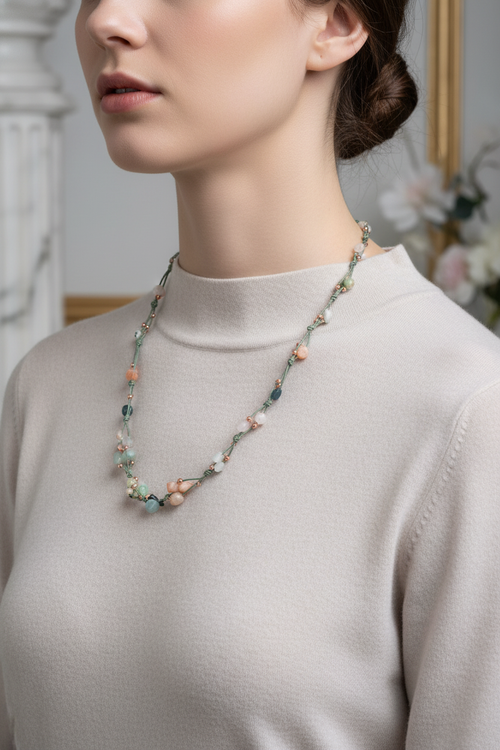 Boğa Burcu Doğal Taş Makrome Kolye