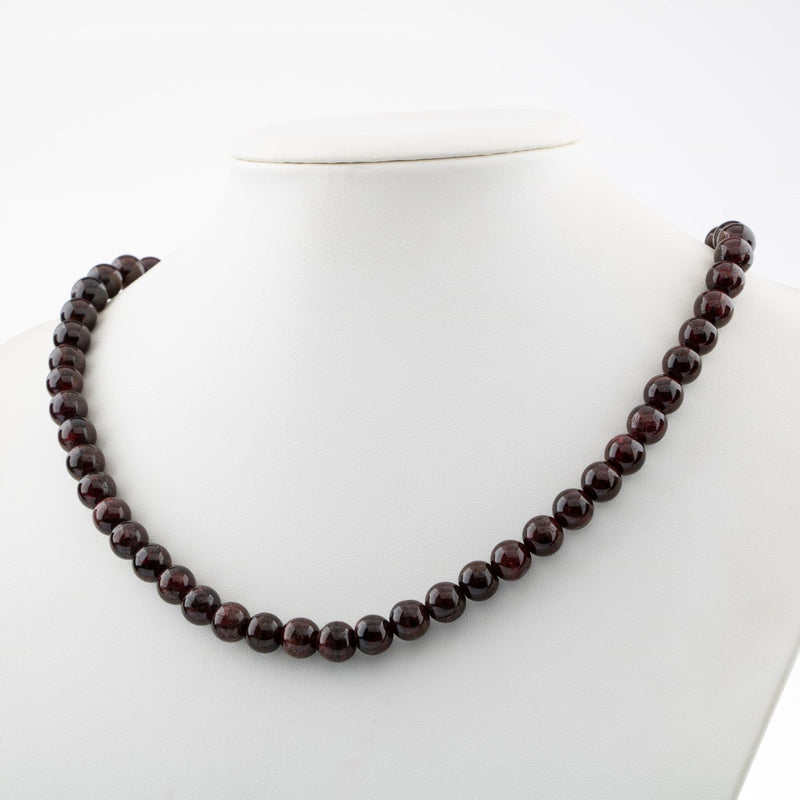 Bordo Granat Lal 8 mm Dizi Doğal Taş Kolye - Görsel 2 - Safnaturel