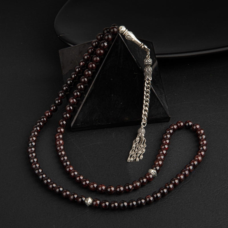 Bordo Granat Lal Doğal Taş Tesbih 99luk – 6mm - Görsel 1 - Safnaturel