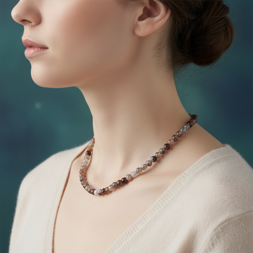 Botswana Akiği 6 mm Dizi Doğal Taş Kolye