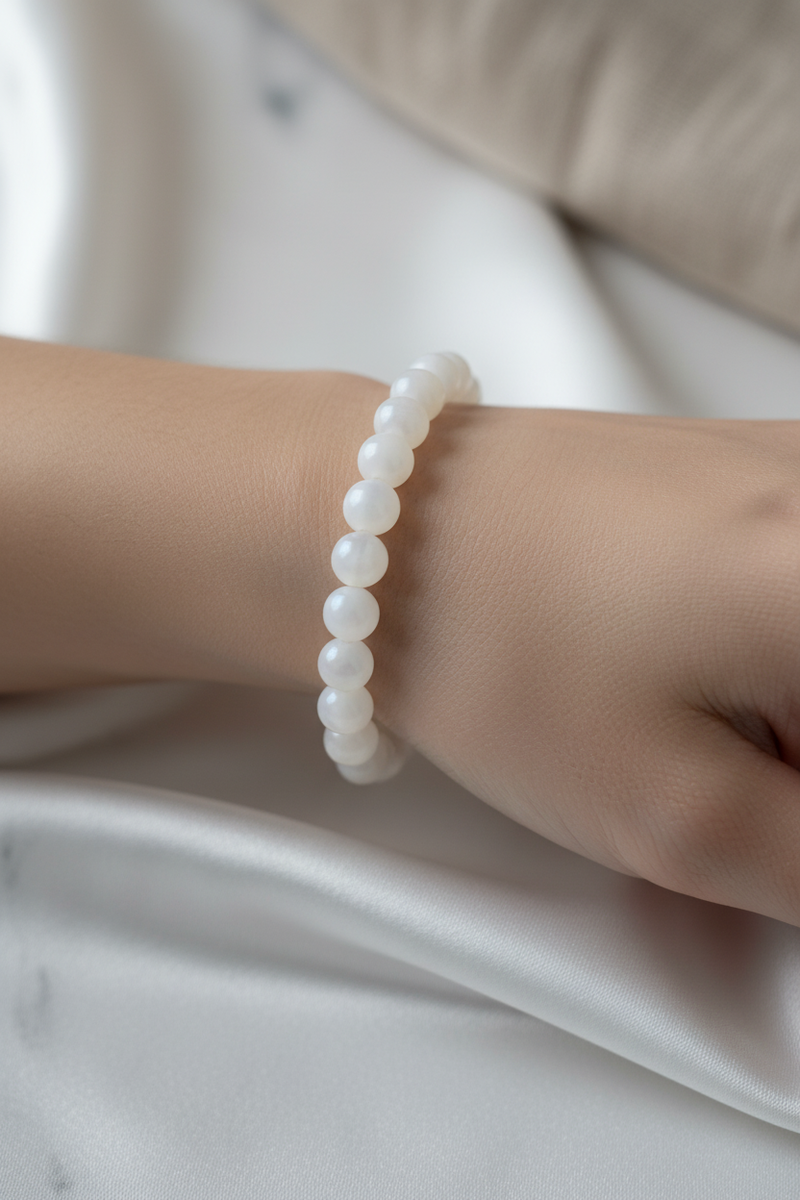 Selenit 8mm Doğal Taş Bileklik - Görsel 2 - Safnaturel
