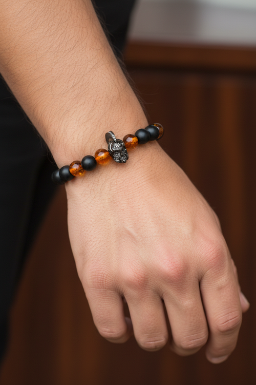 Kehribar & Şungit Doğal Taş Bileklik – Özel Tasarım