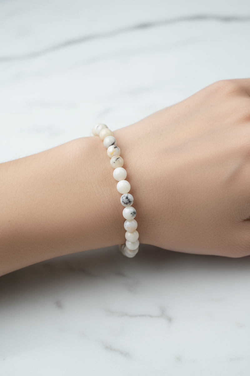Süt Opal 6mm Doğal Taş Bileklik - Görsel 1 - Safnaturel
