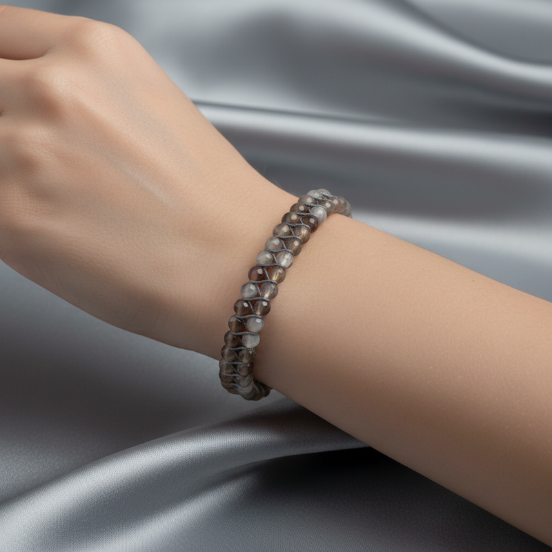 Botswana Akiği 3-4 mm Çift Sıra Doğal Taş Bileklik – Unisex El İşçiliği - Görsel 2 - Safnaturel