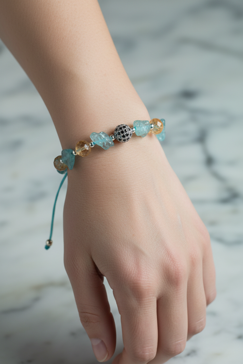 Sitrin ve Apatit Doğal Taş Bileklik – Unisex Şık Tasarım