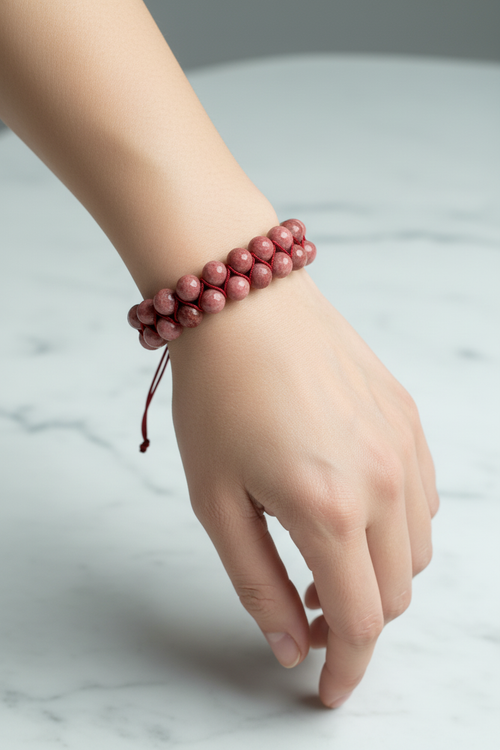 Pembe Jasper 8mm Çift Sıra Makrome Doğal Taş Bileklik - Görsel 1 - Safnaturel