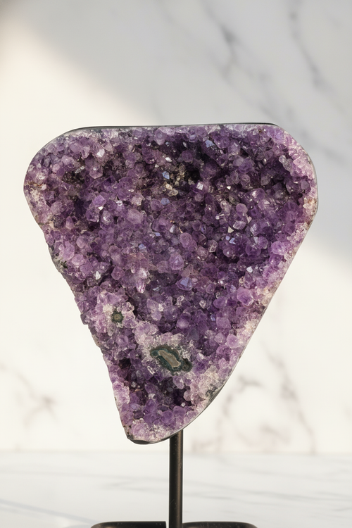 Amethyst Natural Stone Raw Piece with Stand | Collectible Purple Crystal Decorative Natural Stone