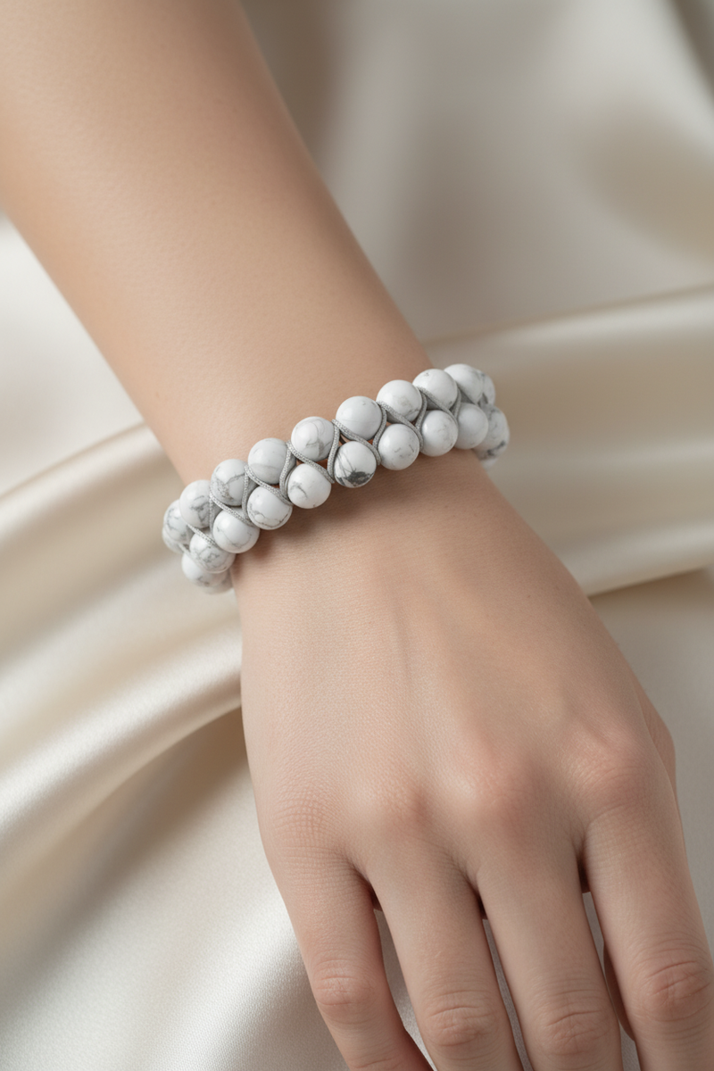 Havlit 8mm Çift Sıra Makrome Doğal Taş Bileklik - Görsel 1 - Safnaturel