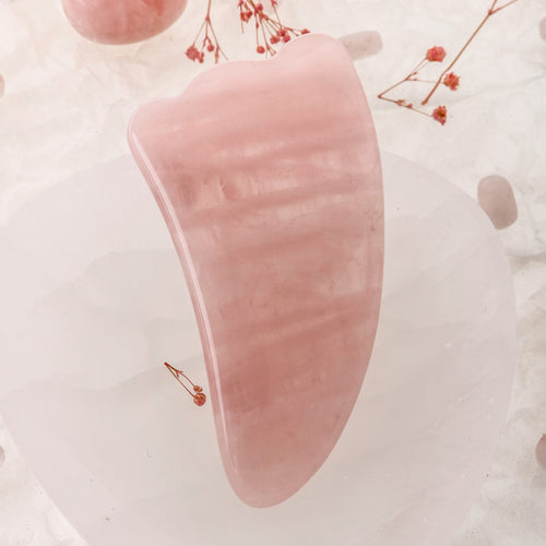 Pembe Kuvars Taşı Gua Sha Yüz Masaj Taşı Kaz Ayaklı