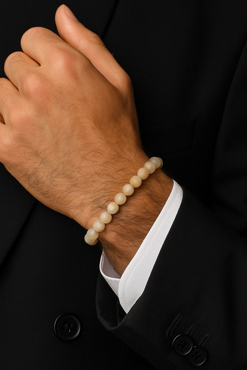 Flower Agate Natural Stone Bracelet 8 mm Sphere Cut Flower Agate