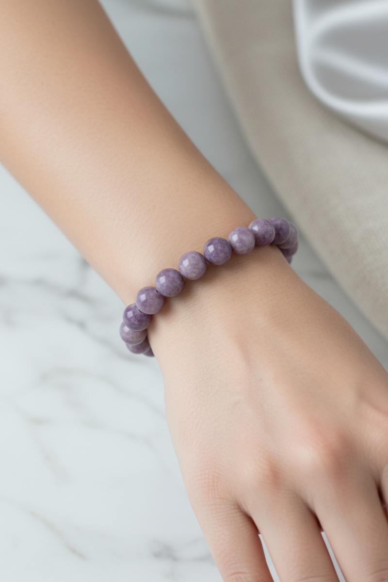 Lepidolit 10mm Doğal Taş Bileklik - Safnaturel
