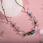 Boğa Burcu Kolye Kalsedon, Kiyanit, Krizopras, Mavi Apatit, Pembe Kuvars, Renkli Turmalin, Yeşil Aventurin