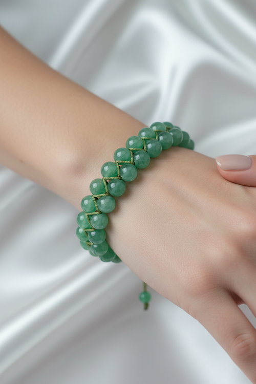 Yeşil Aventurin 8mm Çift Sıra Makrome Doğal Taş Bileklik