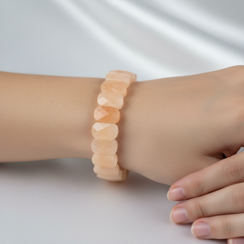 Morganit Doğal Taş Geniş Kesim Bileklik – El İşçiliği