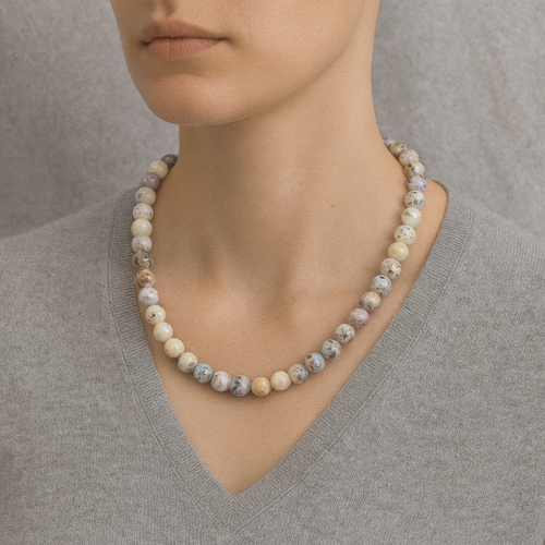 Dentiritli Opal Doğal Taş Dizi Kolye 8 mm