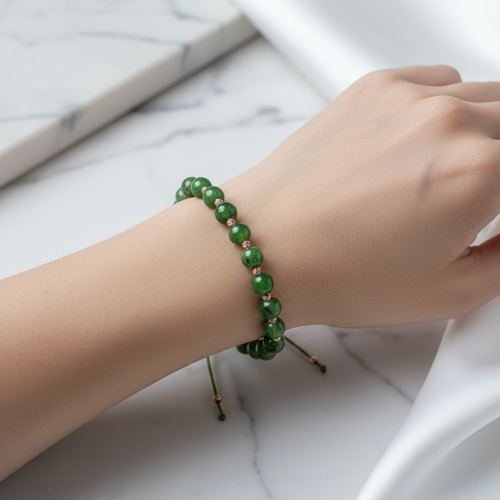 Diopsit Doğal Taş Makrome Bileklik