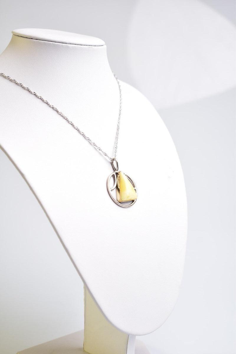 Doğal Damla Kehribar 925 Ayar Gümüş Kolye - Görsel 5 - Safnaturel