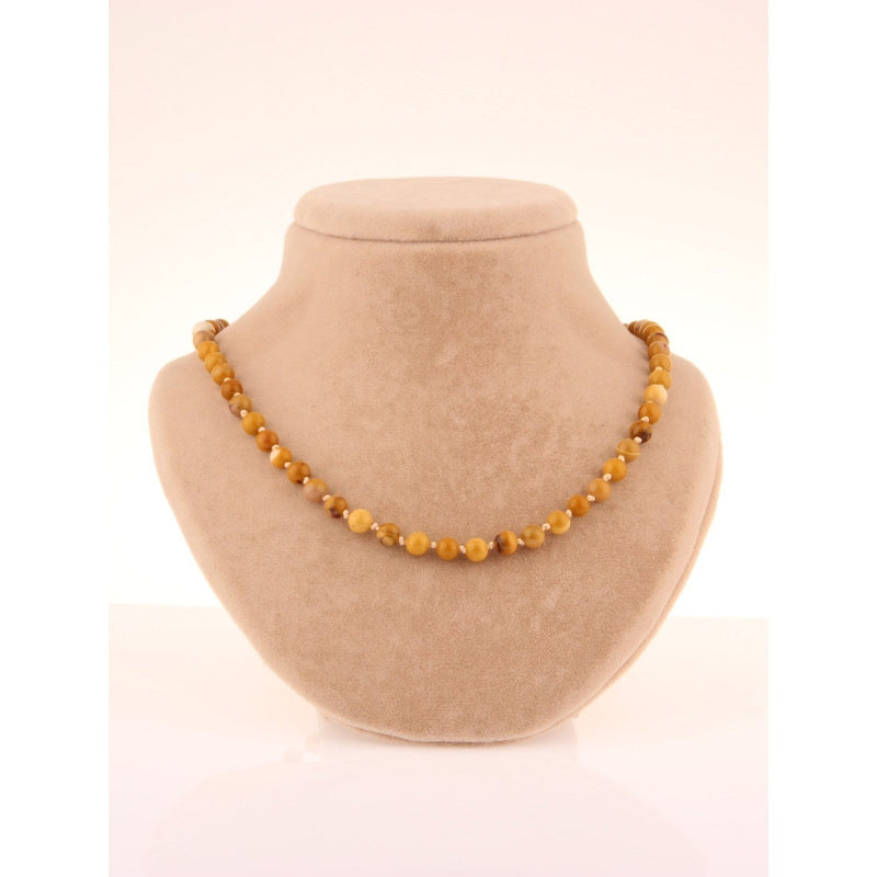 Doğal Taş Sarı Jasper 6mm Düğümlü Kolye - Görsel 3 - Safnaturel