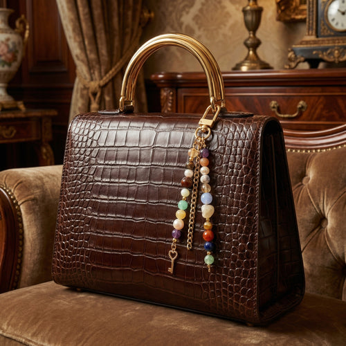 Doğal Taşlı Çanta Charmı ( Sitrin, Kaplan Gözü, İnci, Ametist, Kalsedon, Havlit, Lapis )