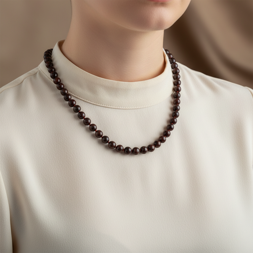 Dragon Jasper 8 mm Düğümlü Doğal Taş Kolye