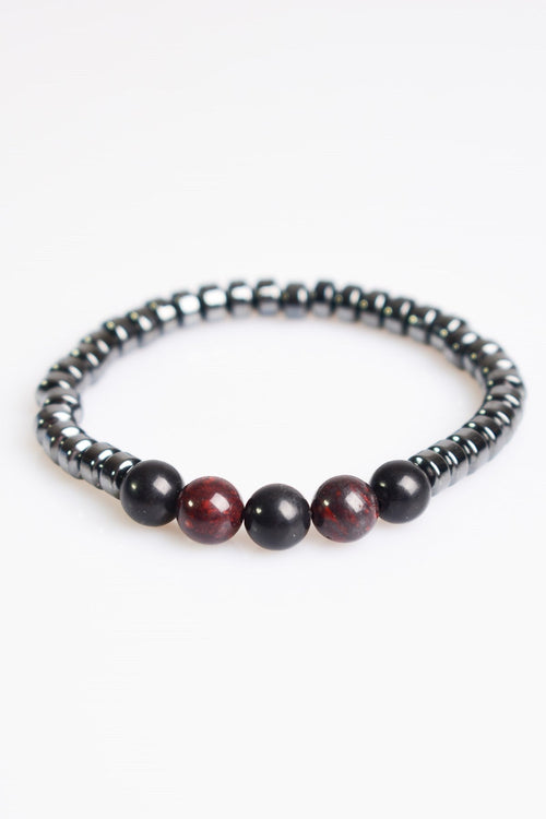 Dragon Jasper - Hematit Doğal Taş Unisex  Bileklik