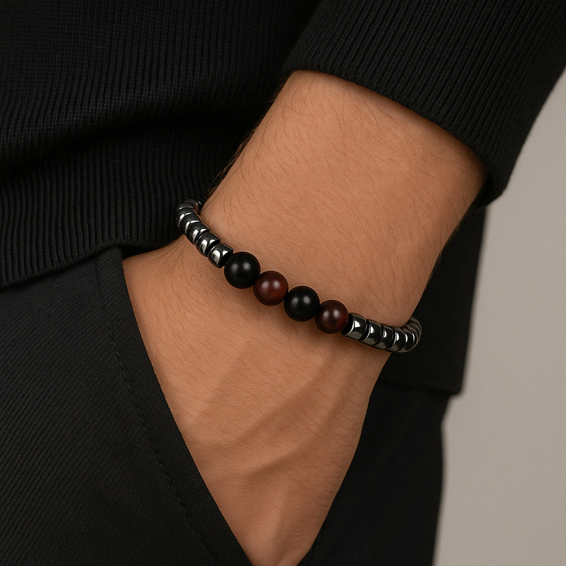 Dragon Jasper - Hematit Doğal Taş Unisex  Bileklik - Görsel 1 - Safnaturel