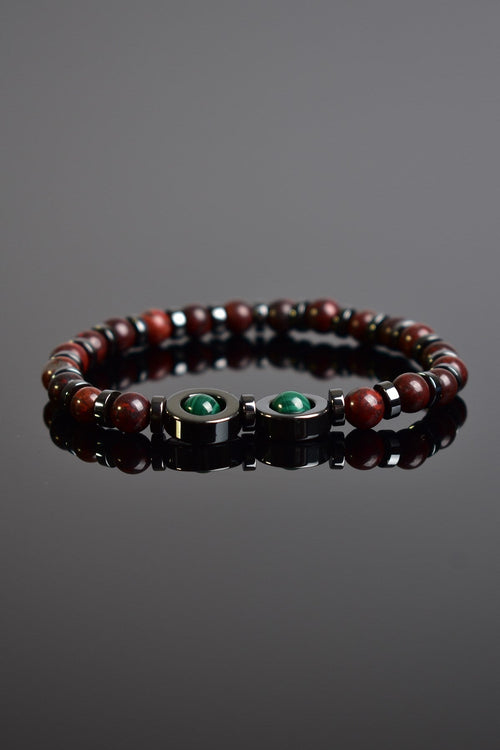 Dragon jasper - Malakit - Hematit Doğal Taş Unisex Bileklik