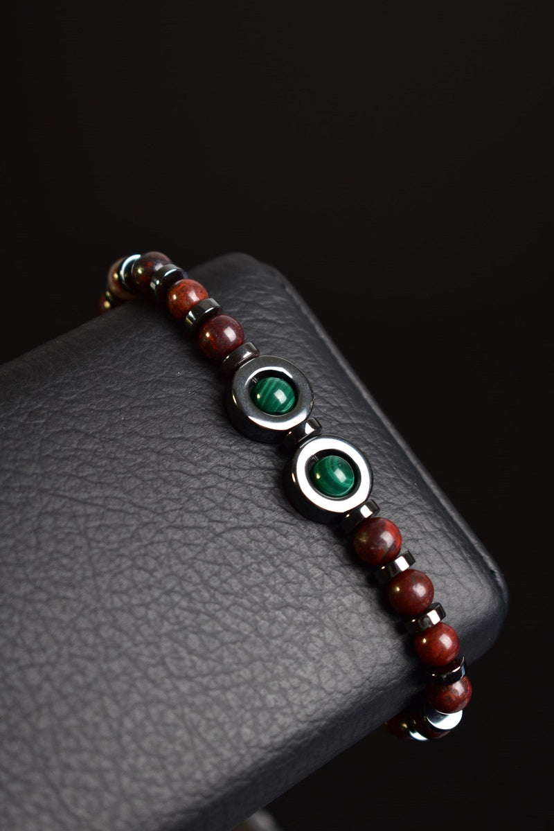 Dragon jasper - Malakit - Hematit Doğal Taş Unisex Bileklik - Görsel 2 - Safnaturel