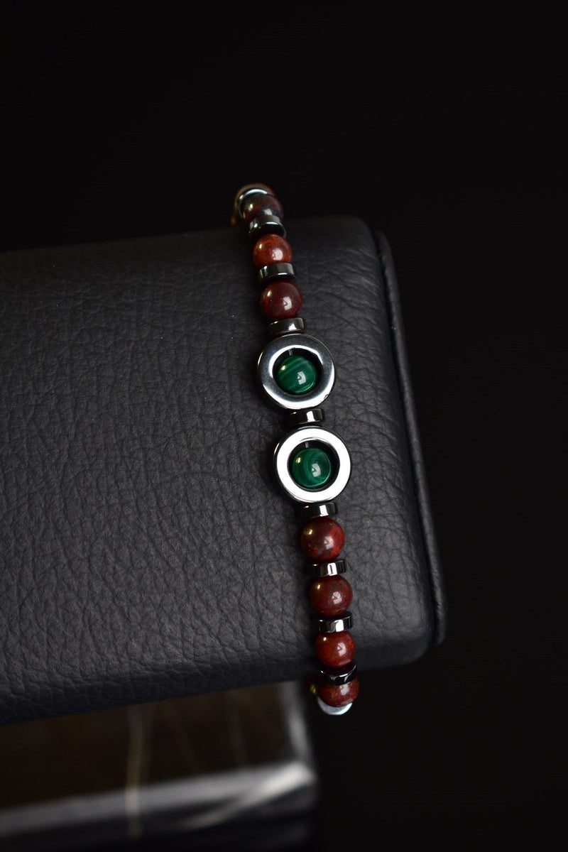 Dragon jasper - Malakit - Hematit Doğal Taş Unisex Bileklik - Görsel 3 - Safnaturel