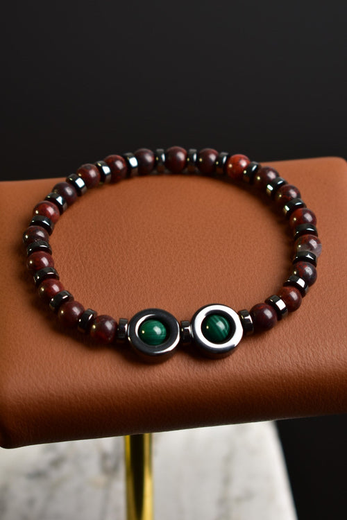 Dragon jasper - Malakit - Hematit Doğal Taş Unisex Bileklik