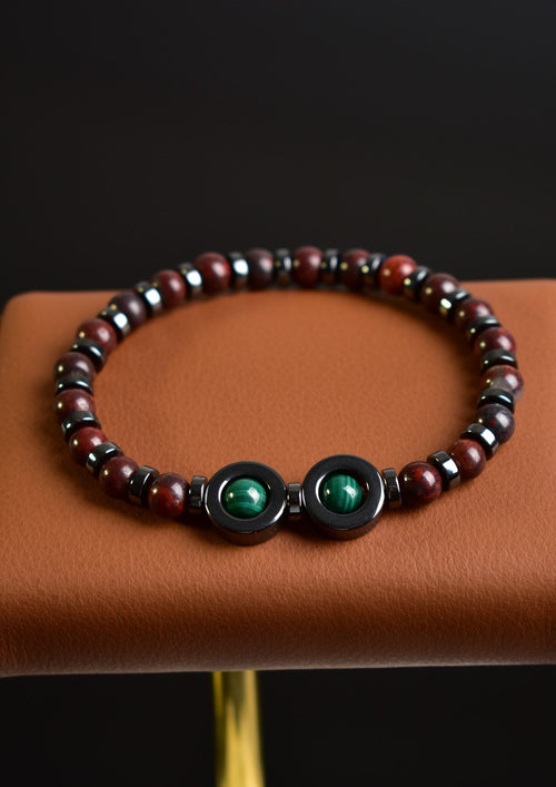 Dragon jasper - Malakit - Hematit Doğal Taş Unisex Bileklik