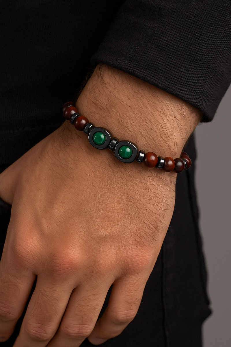 Dragon jasper - Malakit - Hematit Doğal Taş Unisex Bileklik - Görsel 1 - Safnaturel
